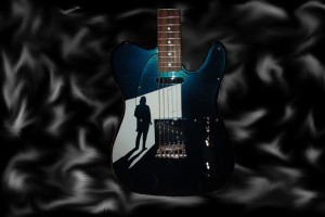 Inlaid Guitar on Silk